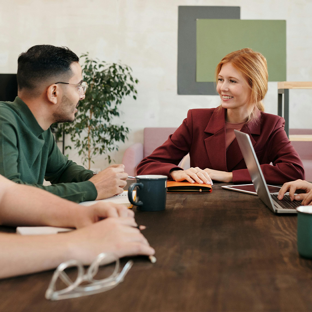 two people in a meeting