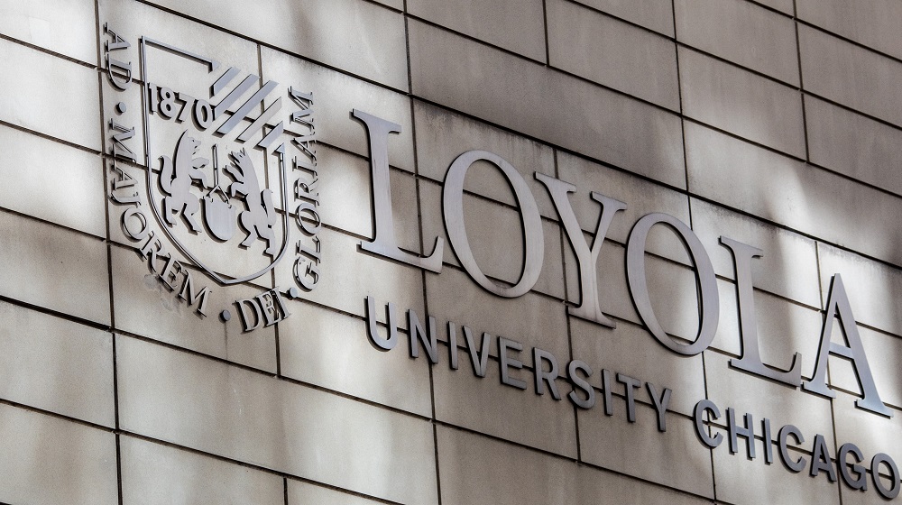 Loyola University Logo on the side of a building