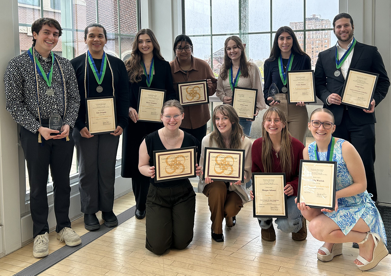 2024 Philosophy and Bioethics undergraduate award winners pose with their certificates