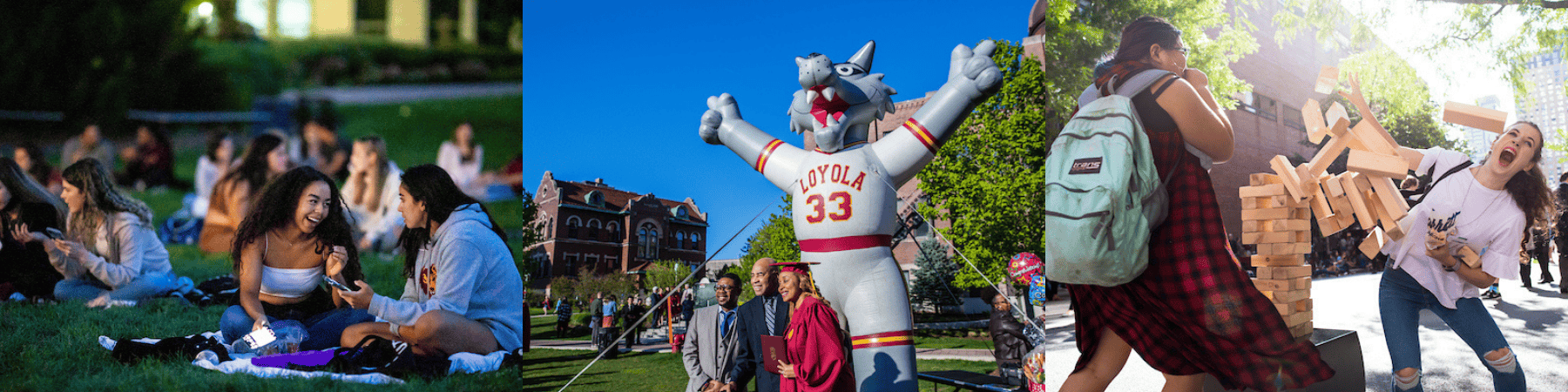 A collection of students engaged in activities at Loyola University Chicago