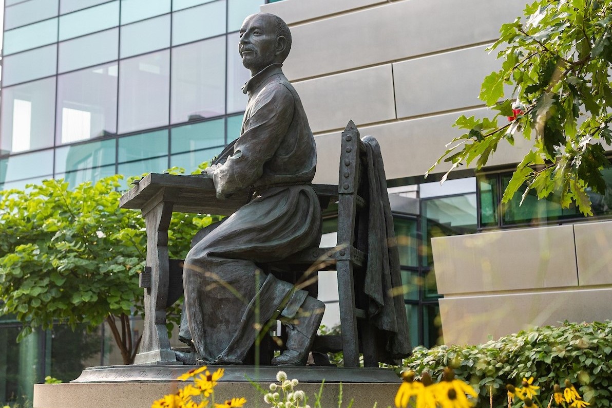 Statue in front of the Center for Translational Research & Education