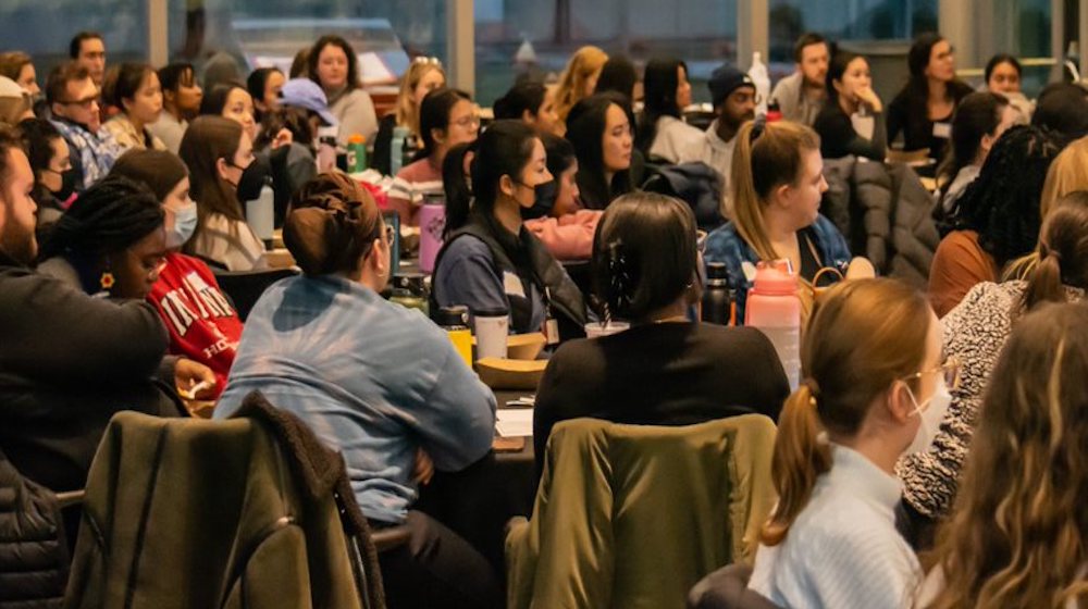 Loyola University Chicago students attend a diversity, equity, and inclusion event on campus