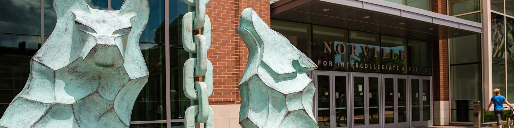 A sculpture on the Lake Shore Campus of Loyola University Chicago that depicts the story of the Ignatius family generosity